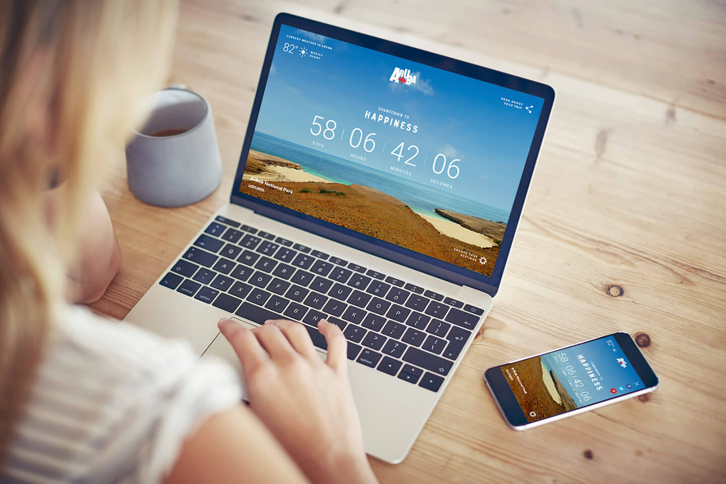 aruba countdown ui mockup laptop